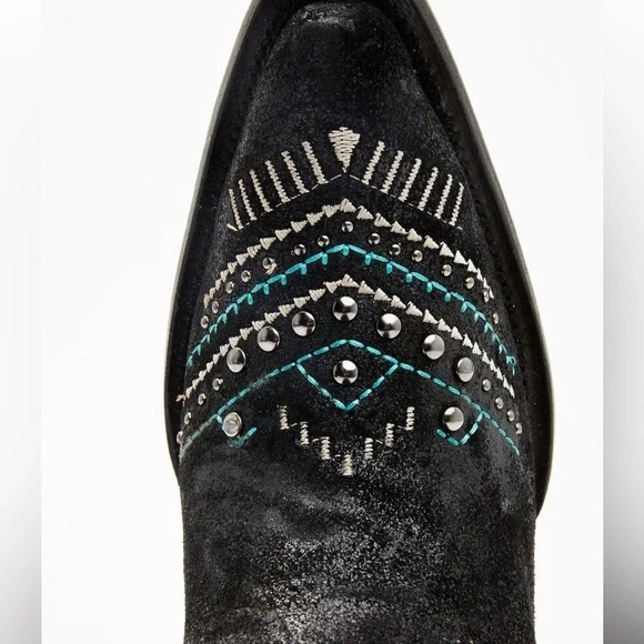 CORRAL EMBROIDERED AND CRYSTAL Black and Turquoise Eagle FRINGE WESTERN BOOTS - Picture 6 of 15